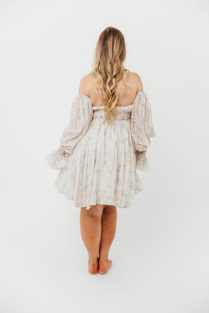 Kennedy Floral Mini Dress in Blue- Bump Friendly