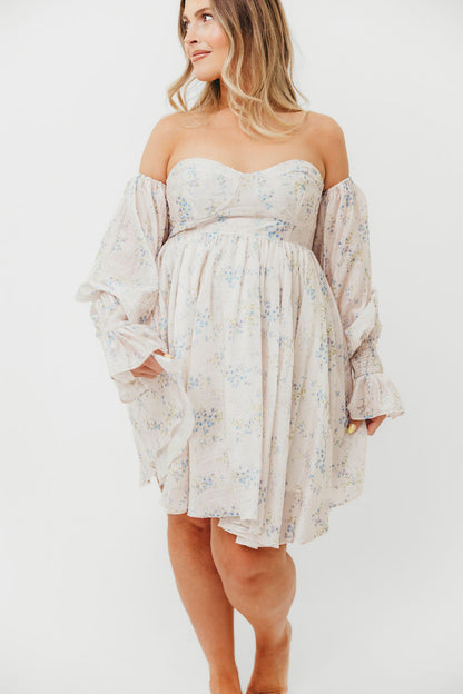 Kennedy Floral Mini Dress in Blue- Bump Friendly