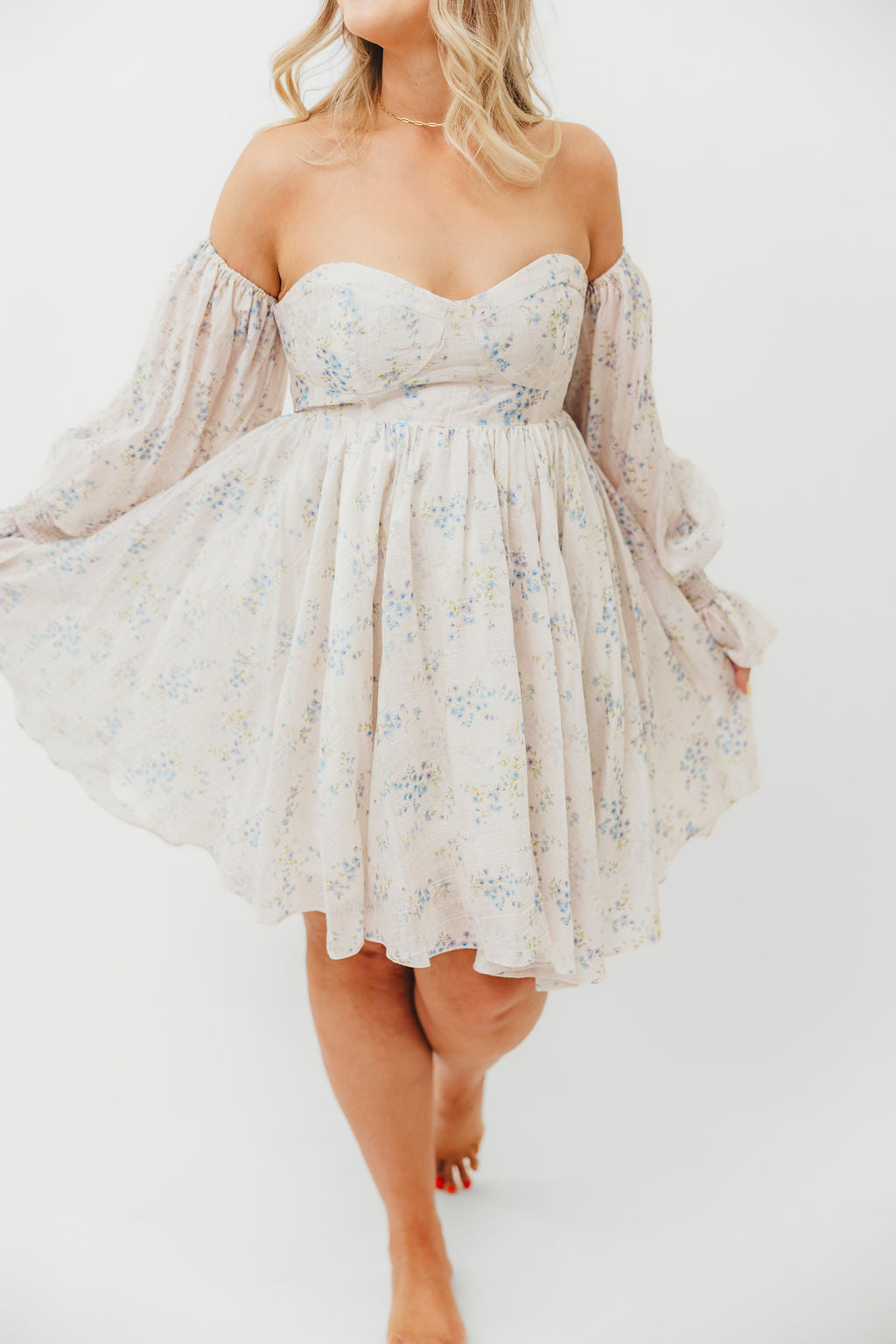 Kennedy Floral Mini Dress in Blue- Bump Friendly