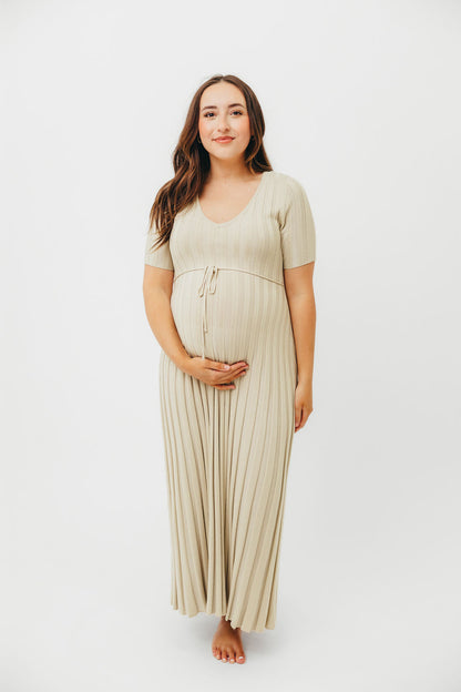 Oakley Ribbed Maxi Dress in Dusty Lime - Bump Friendly