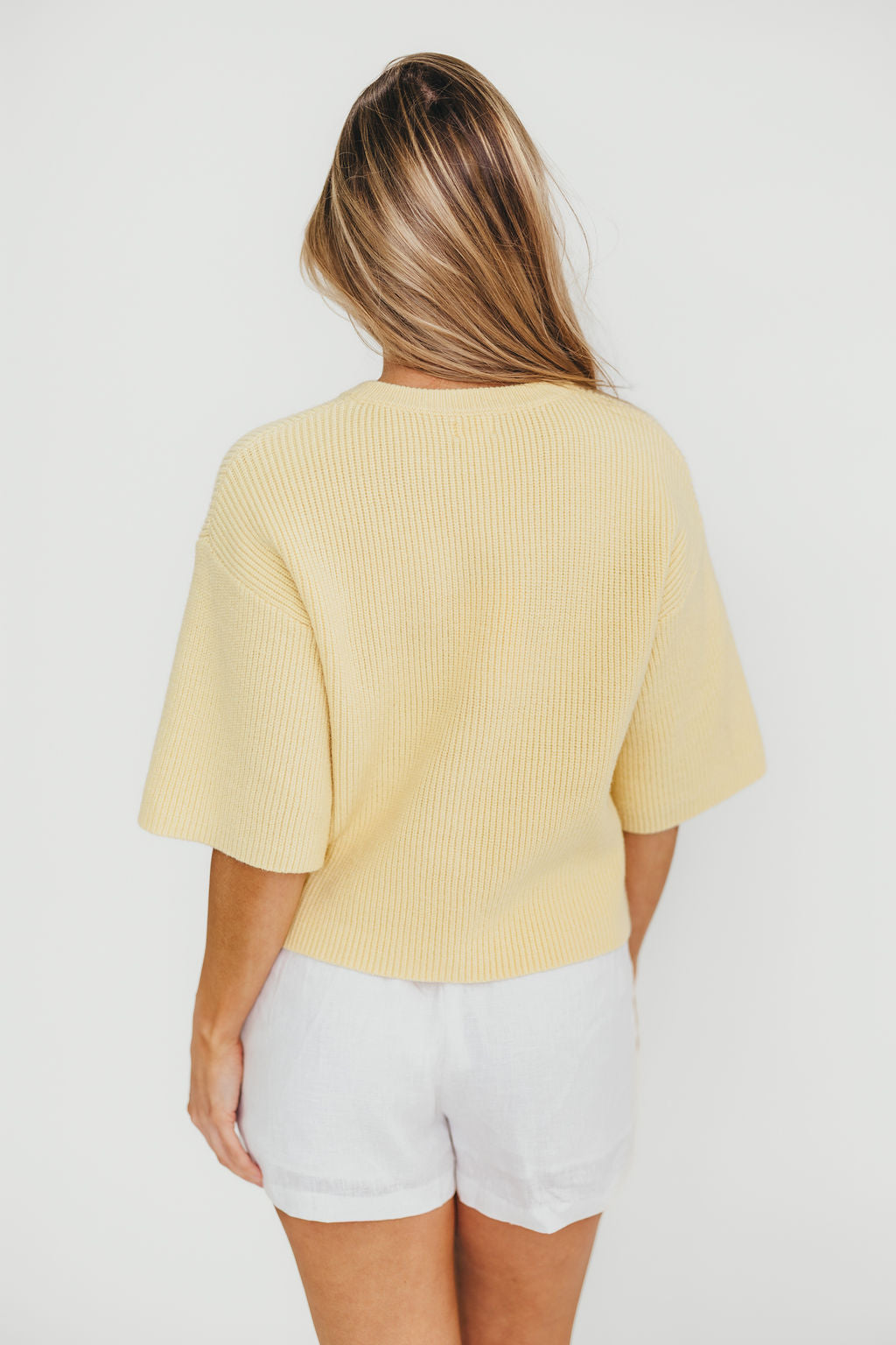 Karen Short Sleeve Cardigan in Yellow