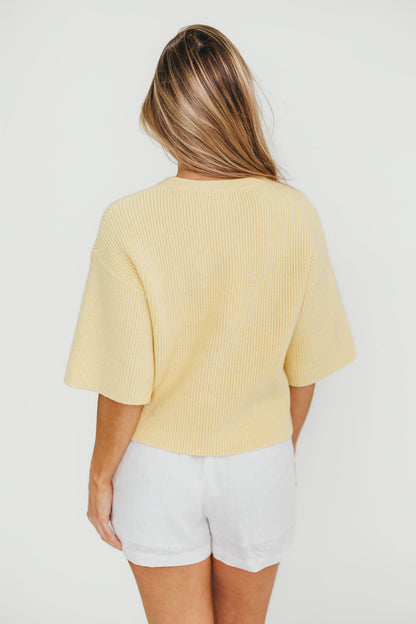 Karen Short Sleeve Cardigan in Yellow