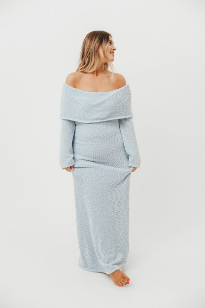 Nora Knit Maxi Dress in Dusty Blue - Bump Friendly
