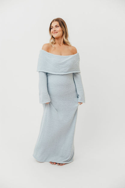 Nora Knit Maxi Dress in Dusty Blue - Bump Friendly
