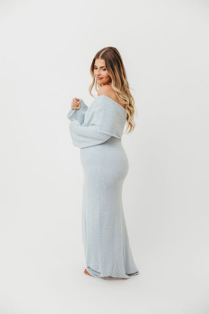 Nora Knit Maxi Dress in Dusty Blue - Bump Friendly