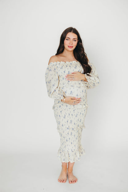 The Chloe Midi Dress in Blue - Bump Friendly
