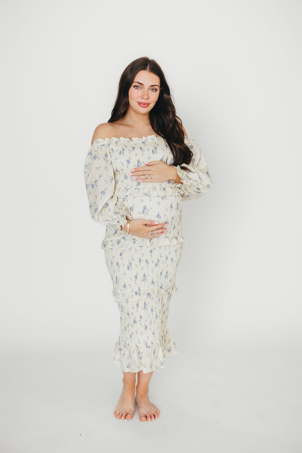 The Chloe Midi Dress in Blue - Bump Friendly