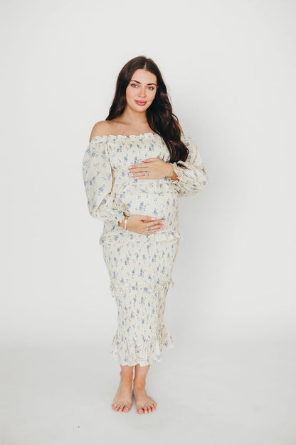 The Chloe Midi Dress in Blue - Bump Friendly