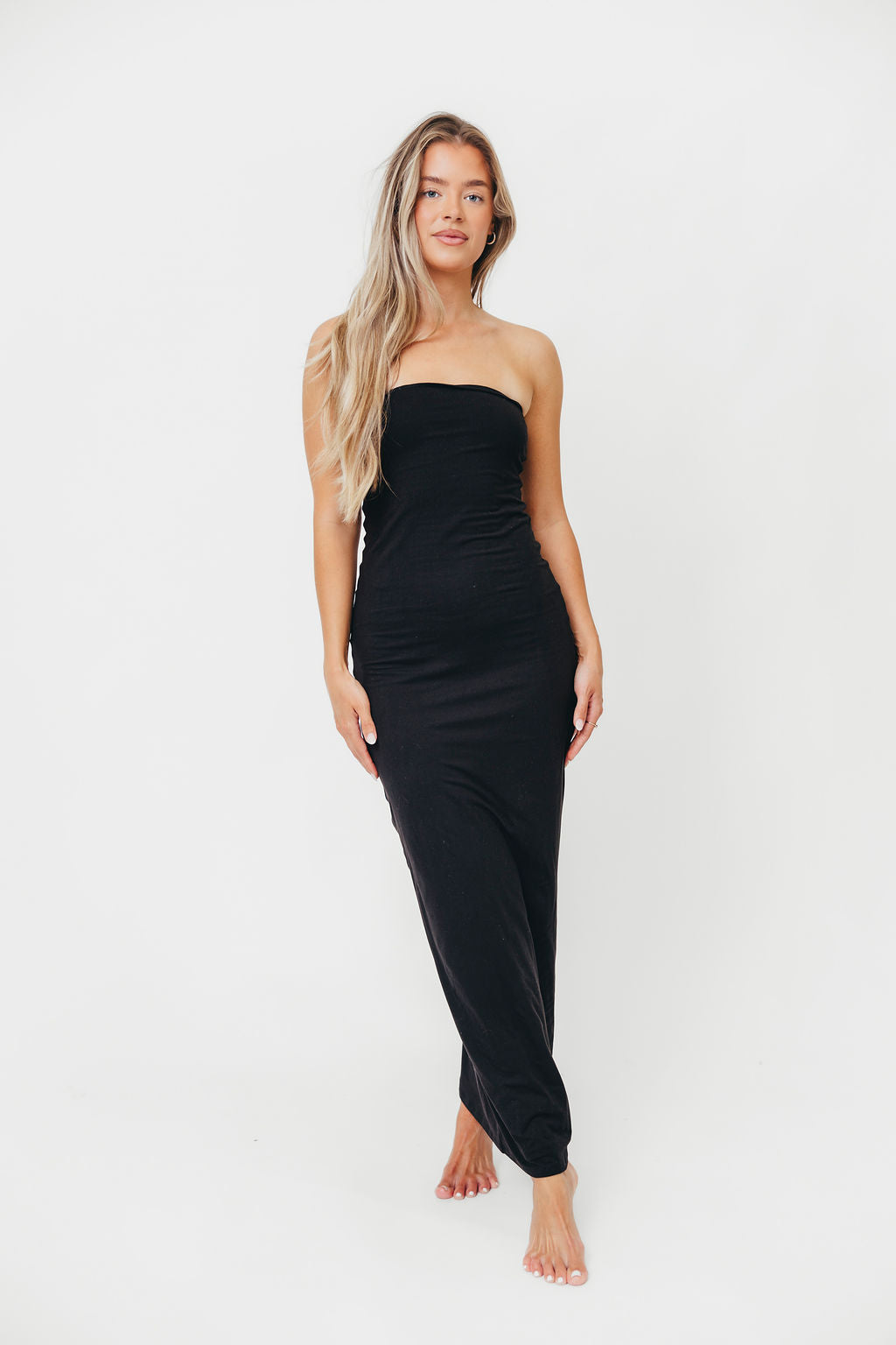 Jade Butter Soft Double Lined Maxi Dress in Black - Bump Friendly
