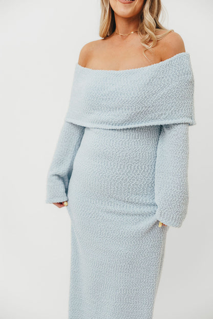 Nora Knit Maxi Dress in Dusty Blue - Bump Friendly