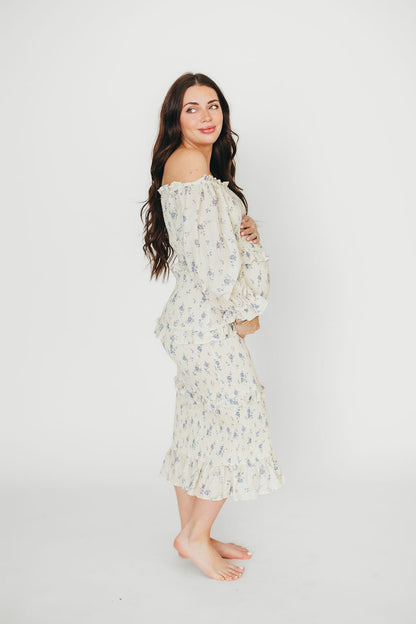 The Chloe Midi Dress in Blue - Bump Friendly