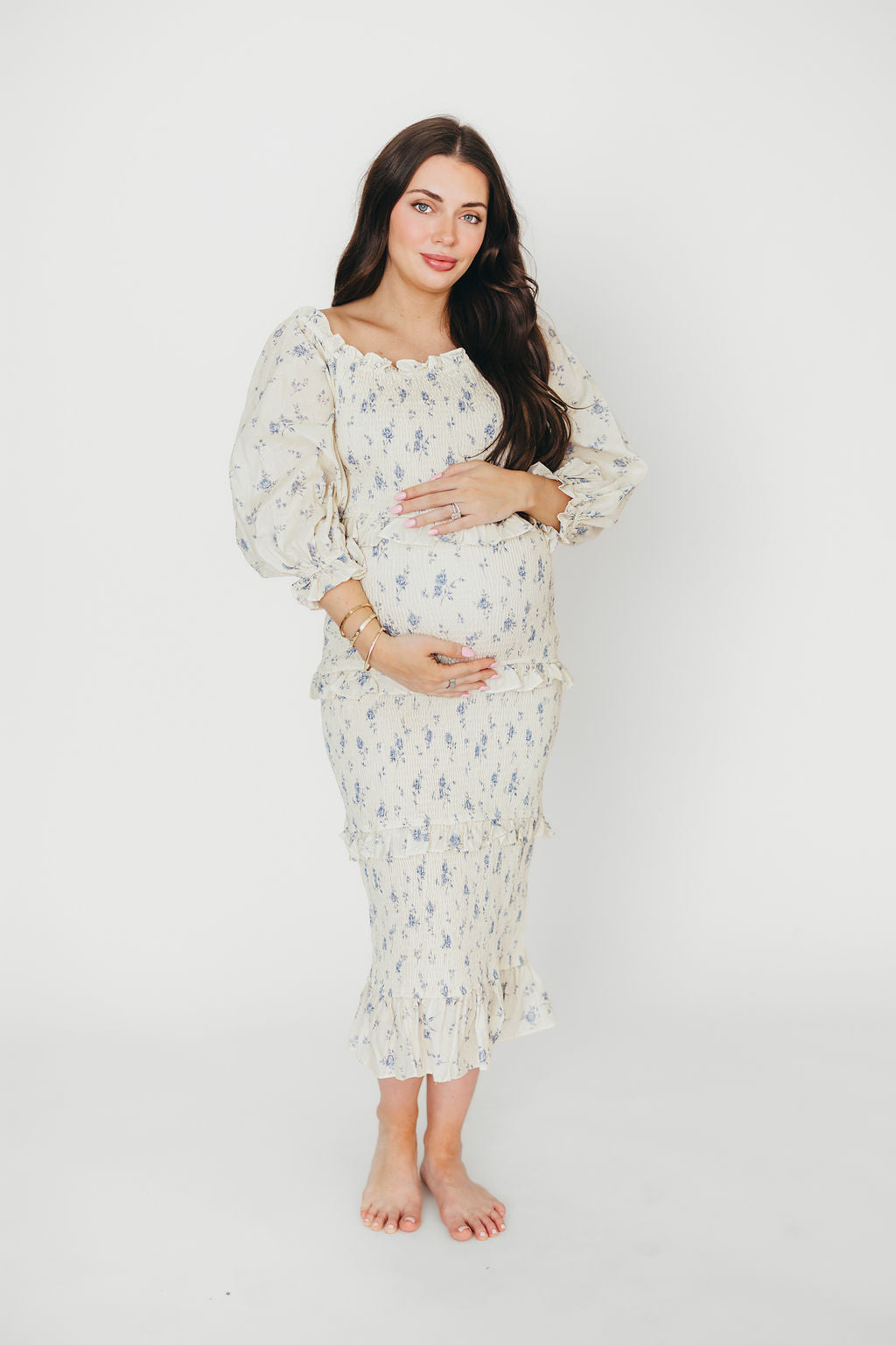 The Chloe Midi Dress in Blue - Bump Friendly