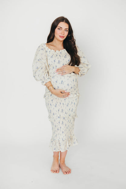 The Chloe Midi Dress in Blue - Bump Friendly