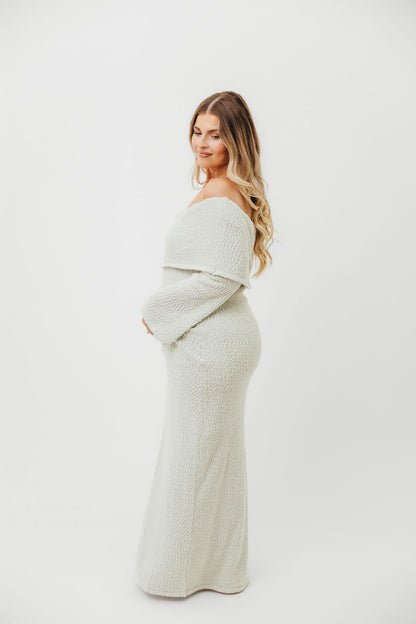 Nora Knit Maxi Dress in Seafoam- Bump Friendly