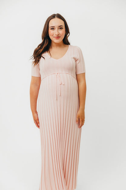 Oakley Ribbed Maxi Dress in Light Pink - Bump Friendly