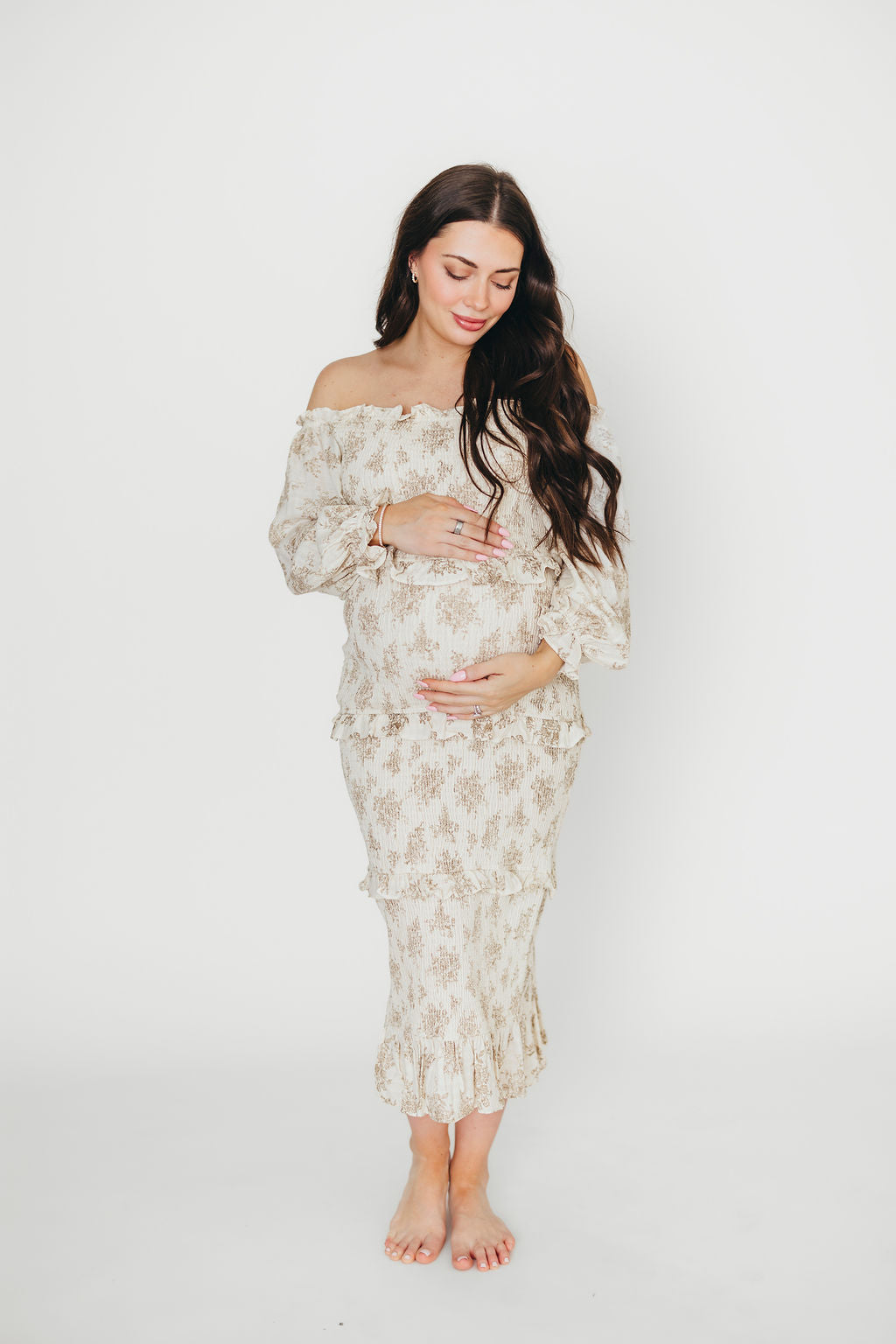 The Chloe Midi Dress in Brown - Bump Friendly