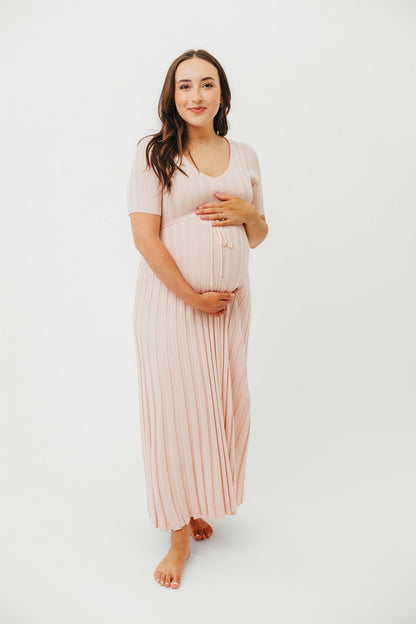 Oakley Ribbed Maxi Dress in Light Pink - Bump Friendly