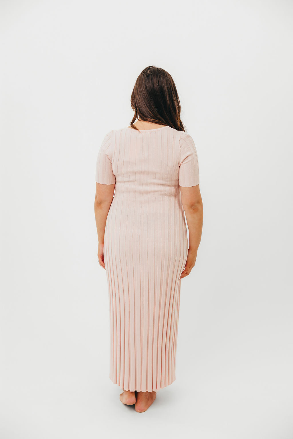 Oakley Ribbed Maxi Dress in Light Pink - Bump Friendly