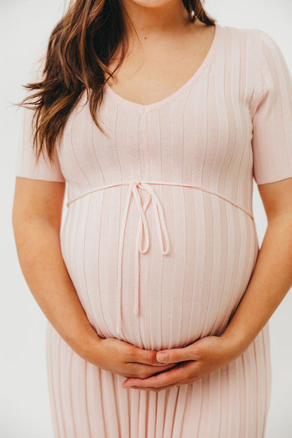 Oakley Ribbed Maxi Dress in Light Pink - Bump Friendly