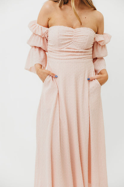 Corrine Tiered Sleeve Maxi Dress with Pockets in Ballerina Pink - Bump Friendly