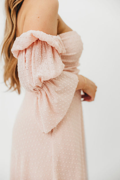 Corrine Tiered Sleeve Maxi Dress with Pockets in Ballerina Pink - Bump Friendly