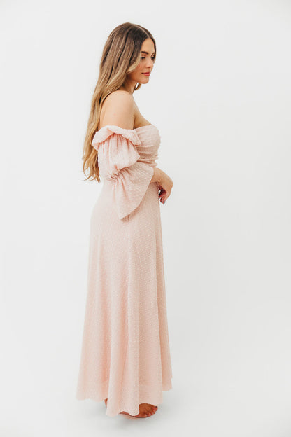 Corrine Tiered Sleeve Maxi Dress with Pockets in Ballerina Pink - Bump Friendly