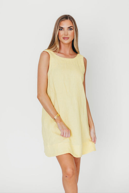 100% Linen Florence Mini Woven Dress in Pineapple