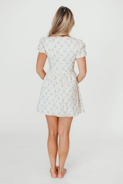Veronica Mini Dress in Cream/Lilac Floral