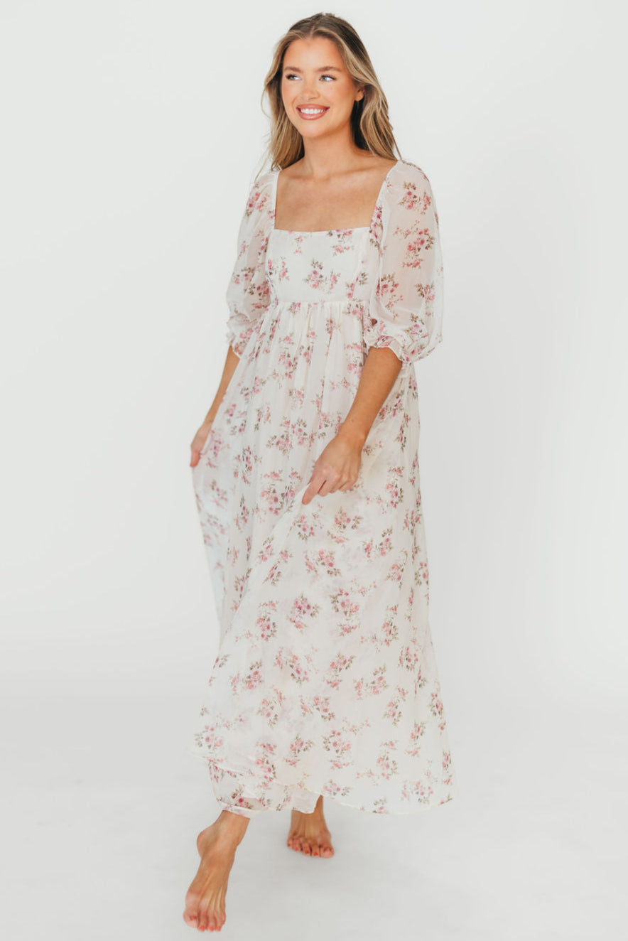 Mona Maxi Dress in Pink Floral