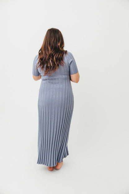 Oakley Ribbed Maxi Dress in Dusty Blue - Bump Friendly