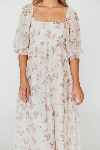 Mona Maxi Dress in Pink Floral