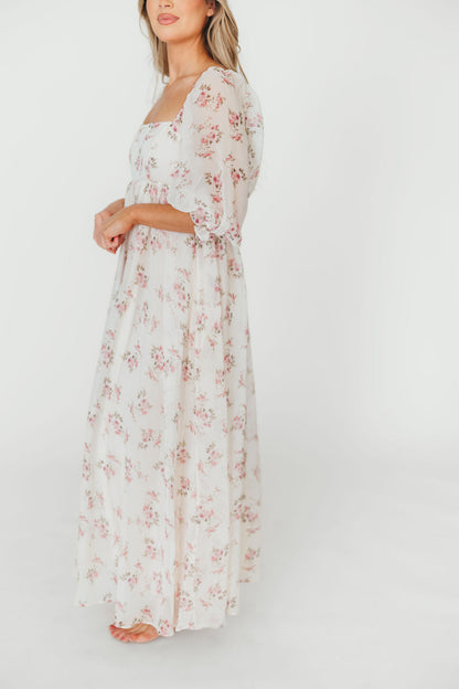 Mona Maxi Dress in Pink Floral