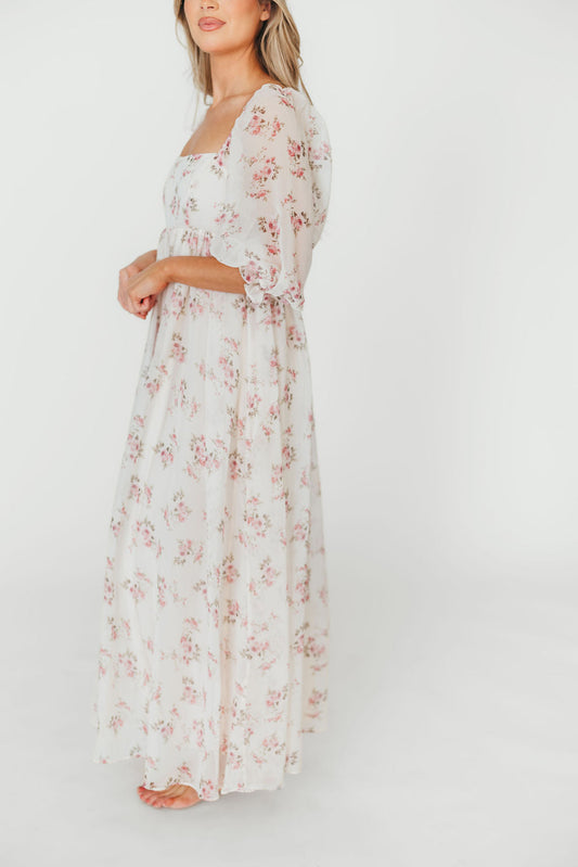 Mona Maxi Dress in Pink Floral