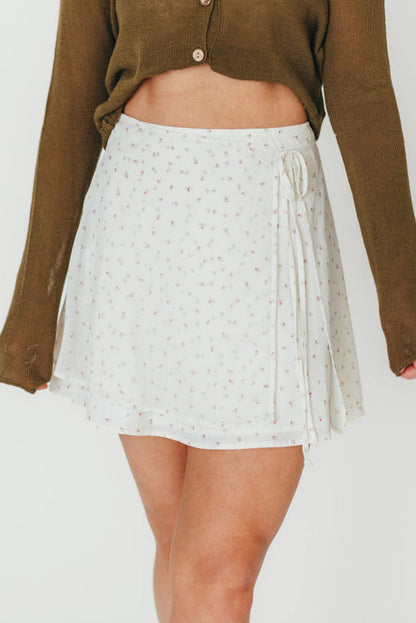 Flora Mini Wrap Skirt in Cream