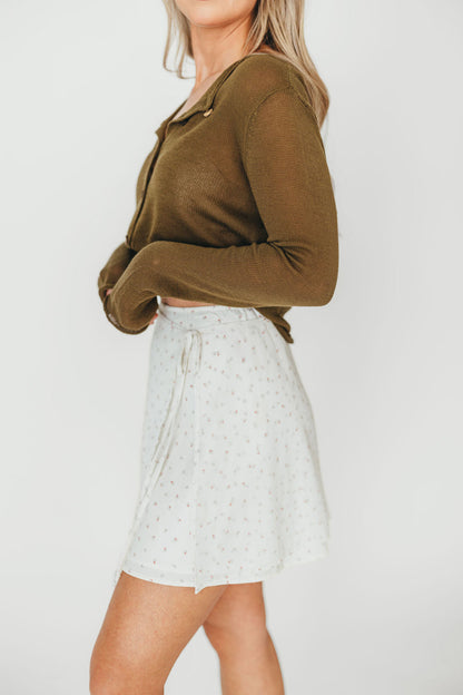 Flora Mini Wrap Skirt in Cream