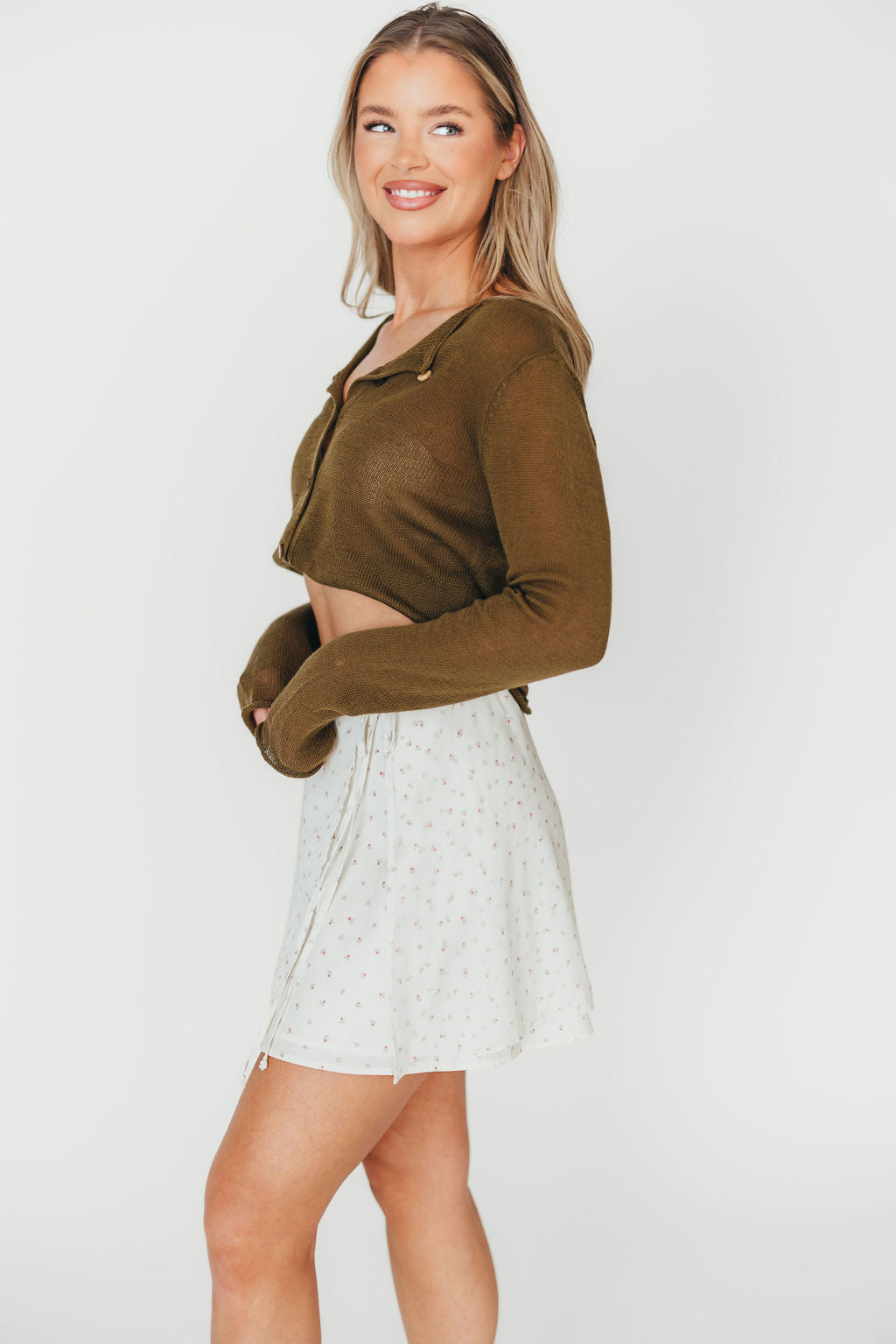 Flora Mini Wrap Skirt in Cream