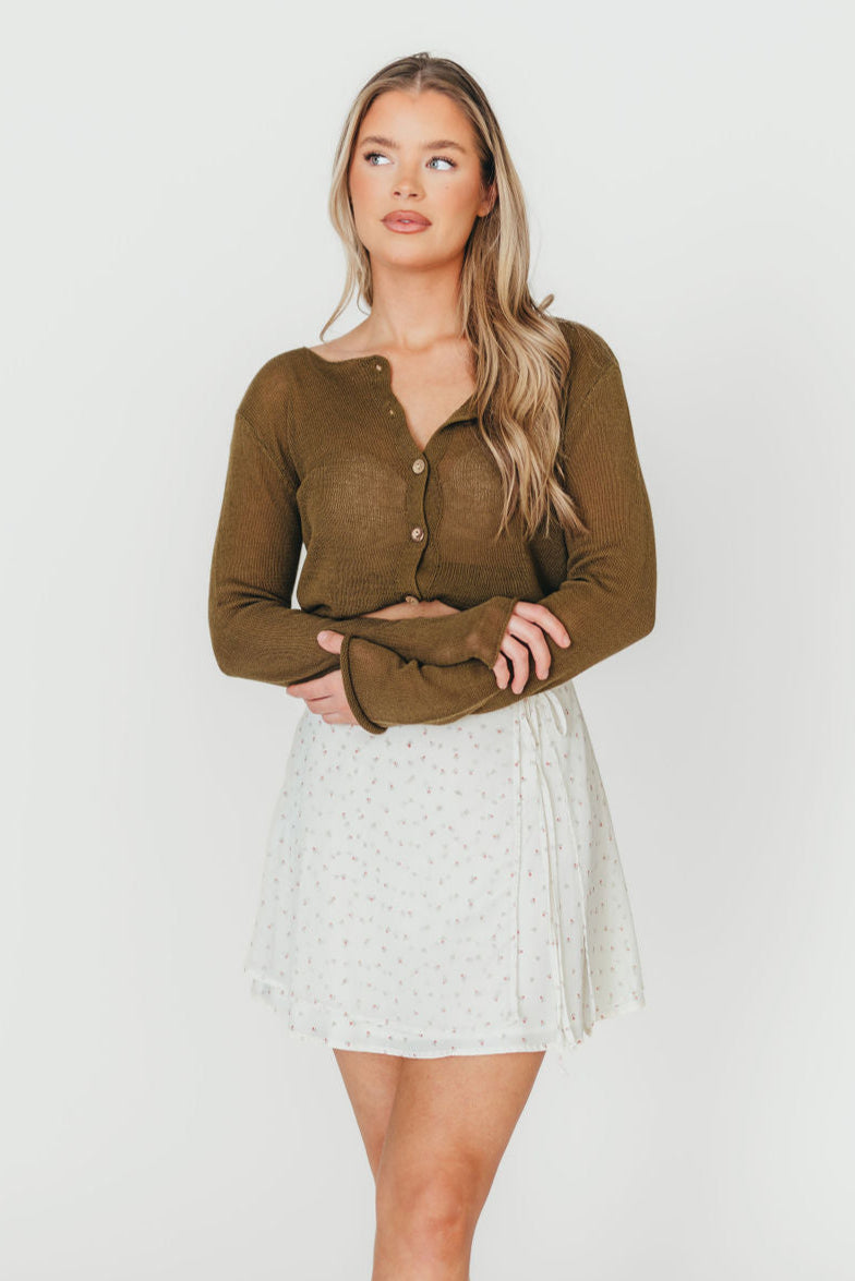 Flora Mini Wrap Skirt in Cream