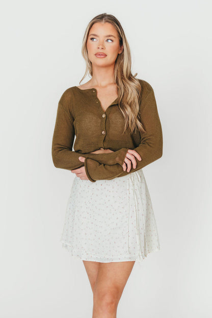 Flora Mini Wrap Skirt in Cream