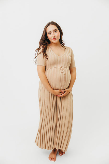 Oakley Ribbed Maxi Dress in Taupe - Bump Friendly