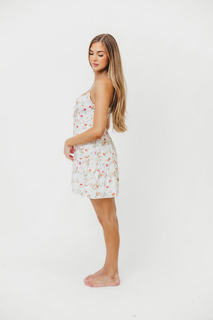 Taya Corset Tiered Mini Dress in Poppy Rose