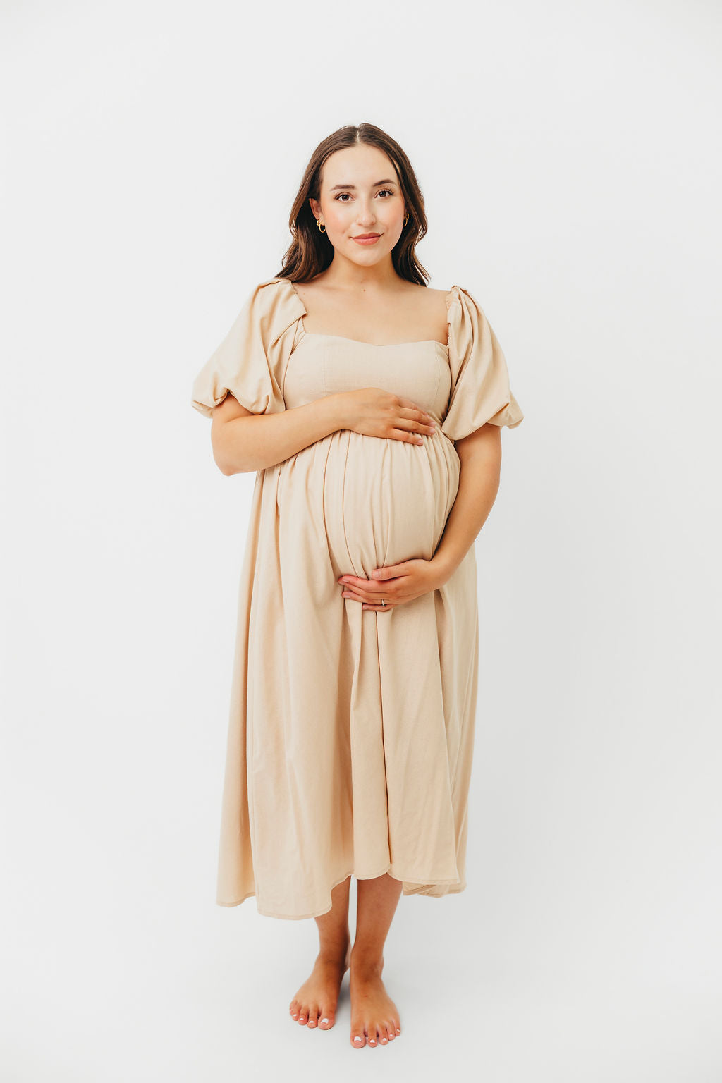 Hamilton Midi Dress in Taupe - Bump Friendly (S-2XL)