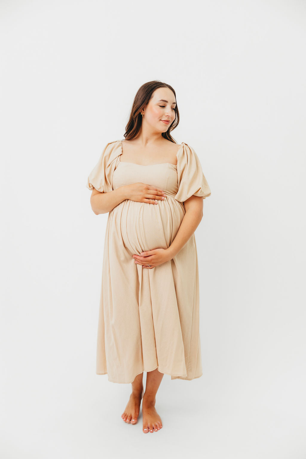 Hamilton Midi Dress in Taupe - Bump Friendly (S-2XL)