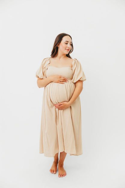 Hamilton Midi Dress in Taupe - Bump Friendly (S-2XL)