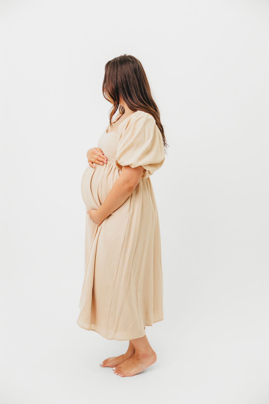 Hamilton Midi Dress in Taupe - Bump Friendly (S-2XL)