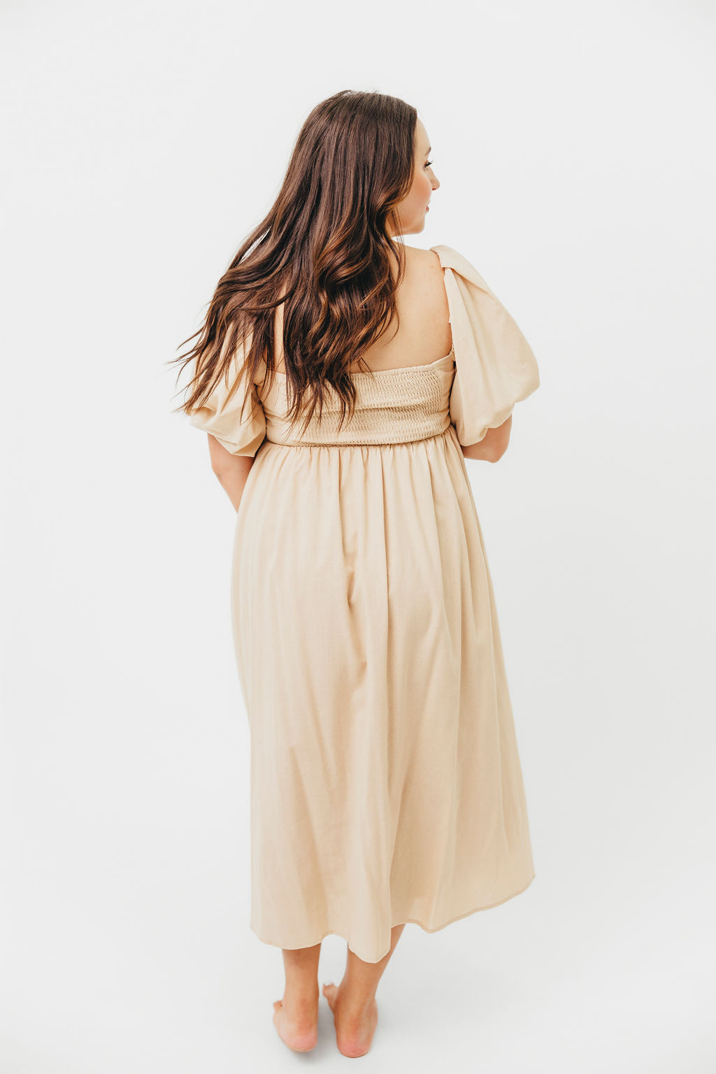 Hamilton Midi Dress in Taupe - Bump Friendly (S-2XL)