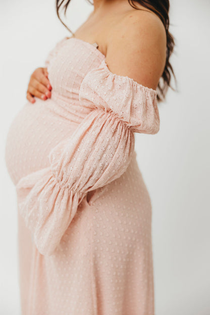 Corrine Tiered Sleeve Maxi Dress with Pockets in Ballerina Pink - Bump Friendly