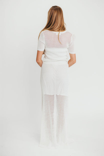 Aidan Open Knit Top and Maxi Skirt Set in Off-White