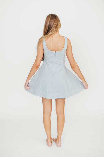 Faye Denim Sleeveless Mini Dress in Light Denim
