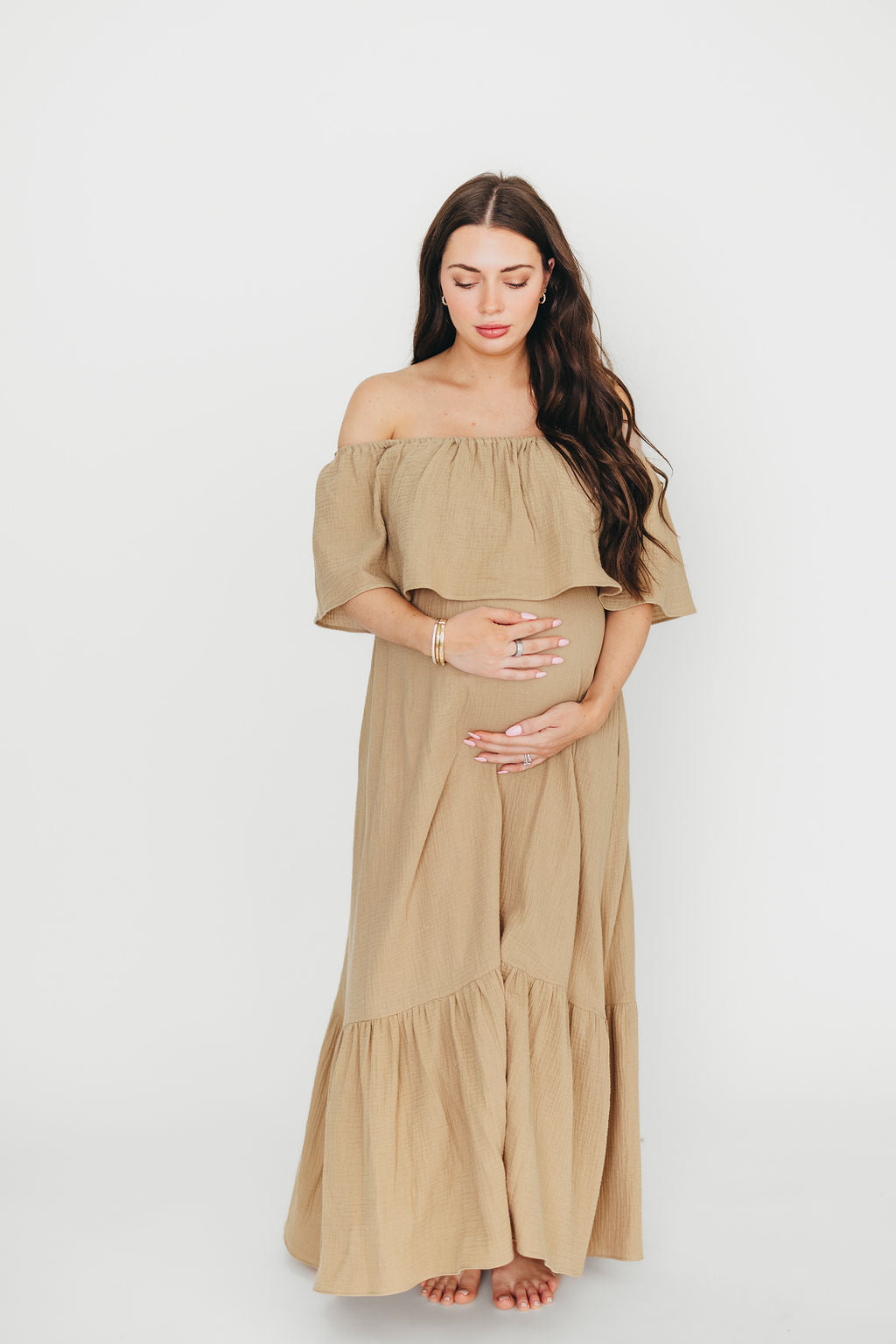 Josie 100% Cotton Maxi Dress in Khaki