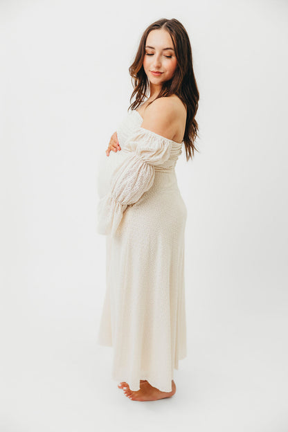 Corrine Tiered Sleeve Maxi Dress in Ivory Cream